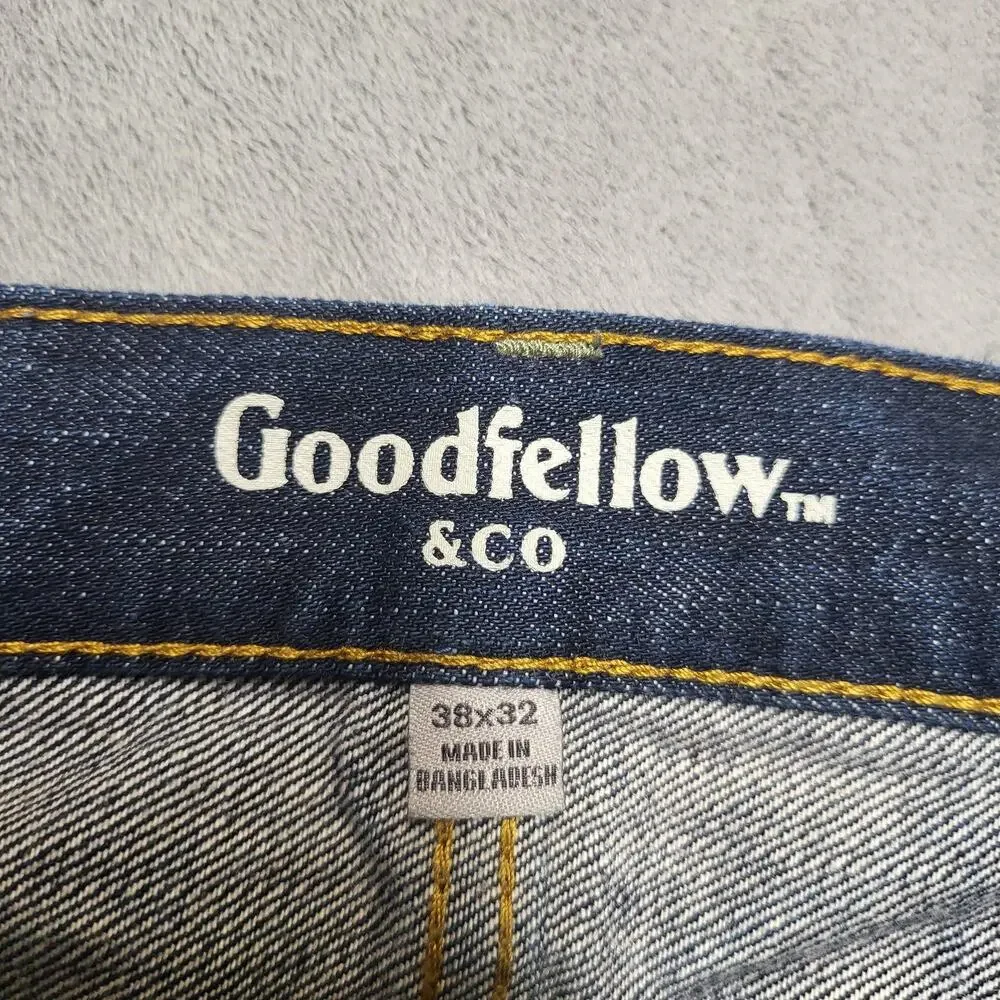 Goodfellow Selvedge Jeans Mens 38x32 Blue Slim Straight Dark Wash 14 Oz